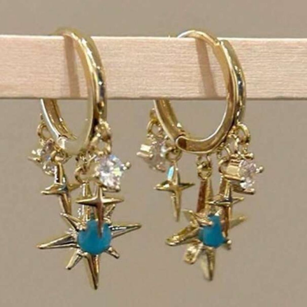 Gold star Hoop Earrings N1261